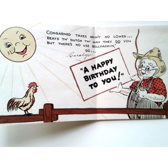 Vintage 1940s Hallmark Birthday Card Country Farmhouse Style Humor - Picture 2 of 3